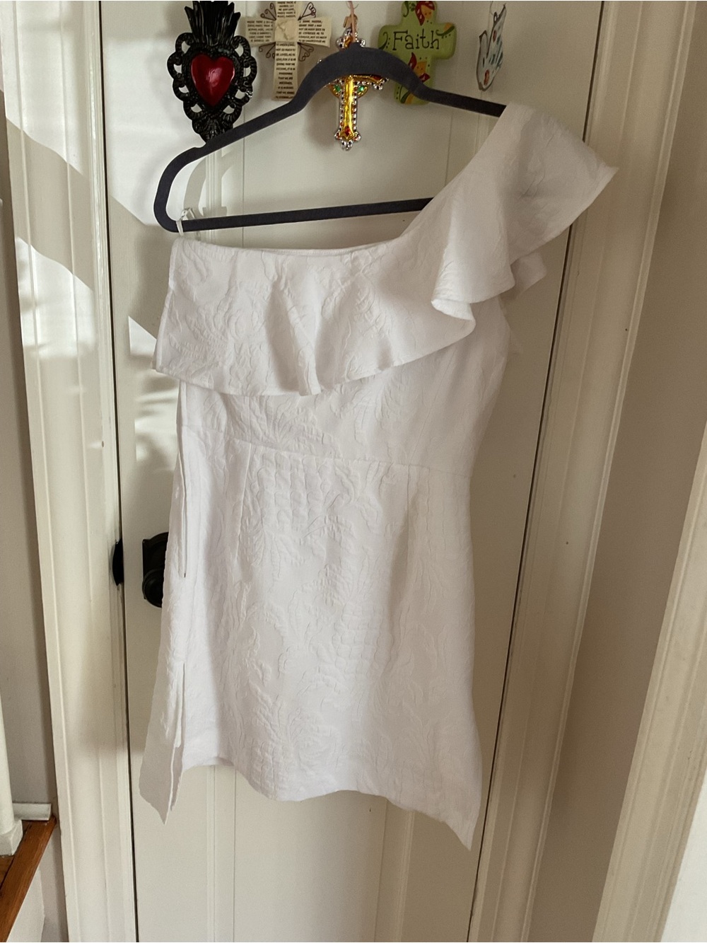 Lilly Pulitzer White One-Shoulder Ruffle Kipton Romper Dress
